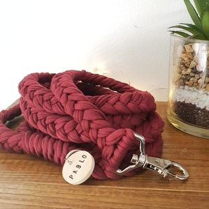 Pablo Maroon T Shit Yarn Braided Dog Tug Leash